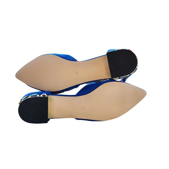 NUYG Blue 3D Butterfly Appliqué Faux Suede Gem Embellished Flats 9 - Picture 9 of 12